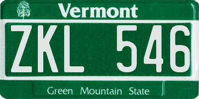 VT license plate ZKL546