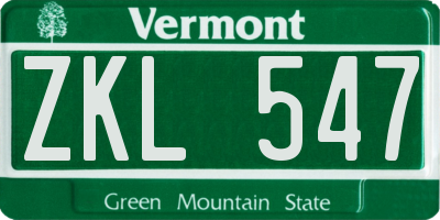 VT license plate ZKL547