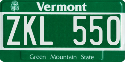 VT license plate ZKL550