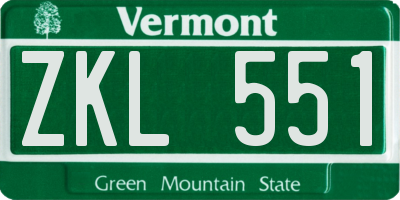 VT license plate ZKL551