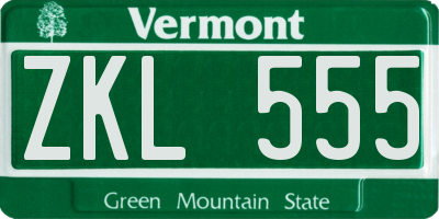 VT license plate ZKL555