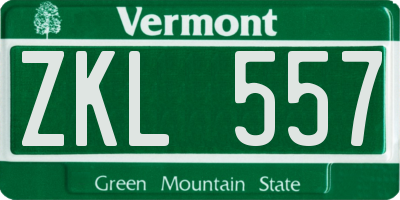 VT license plate ZKL557