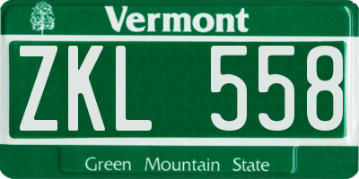VT license plate ZKL558