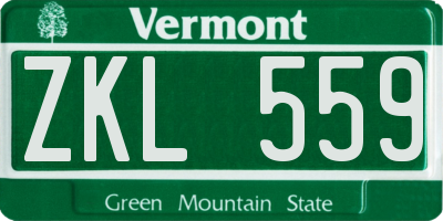 VT license plate ZKL559