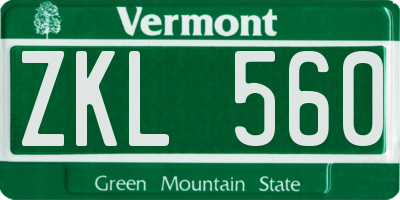VT license plate ZKL560