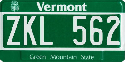 VT license plate ZKL562