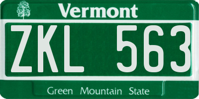 VT license plate ZKL563