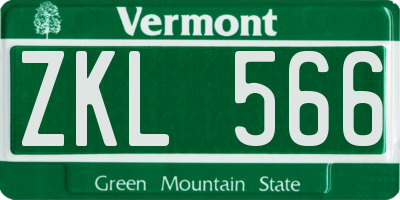 VT license plate ZKL566