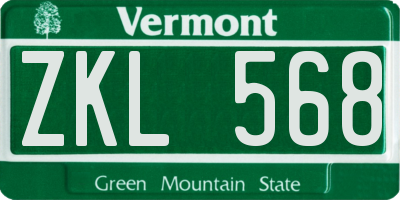 VT license plate ZKL568