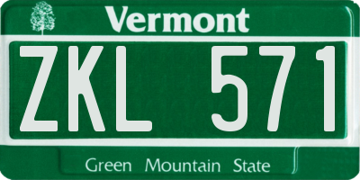 VT license plate ZKL571