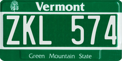 VT license plate ZKL574