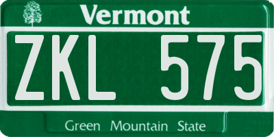 VT license plate ZKL575
