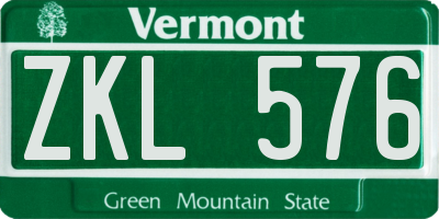 VT license plate ZKL576