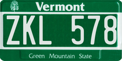 VT license plate ZKL578