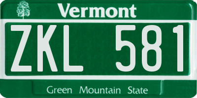 VT license plate ZKL581