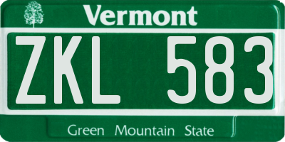 VT license plate ZKL583