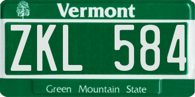 VT license plate ZKL584