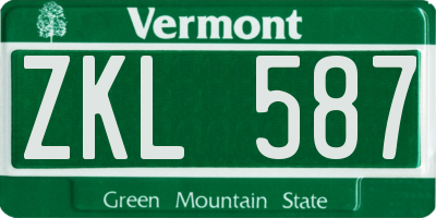 VT license plate ZKL587