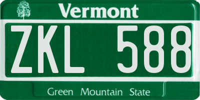 VT license plate ZKL588