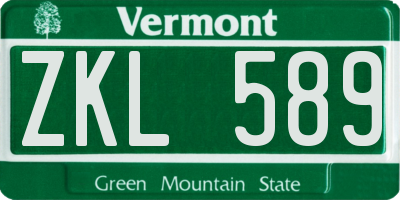 VT license plate ZKL589