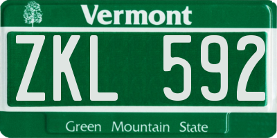 VT license plate ZKL592