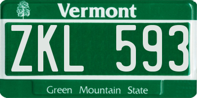 VT license plate ZKL593
