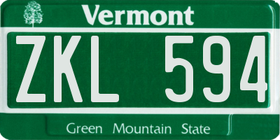 VT license plate ZKL594