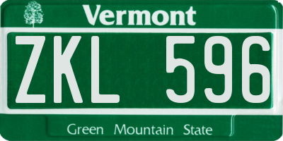 VT license plate ZKL596