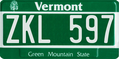 VT license plate ZKL597