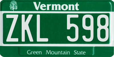 VT license plate ZKL598