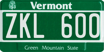 VT license plate ZKL600