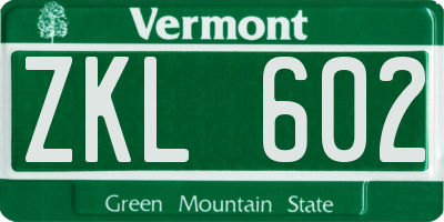 VT license plate ZKL602