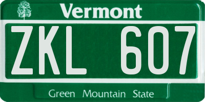 VT license plate ZKL607