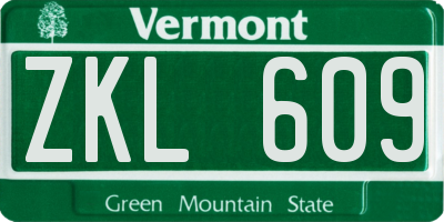 VT license plate ZKL609