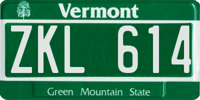 VT license plate ZKL614