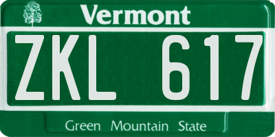 VT license plate ZKL617