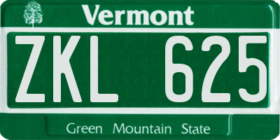 VT license plate ZKL625