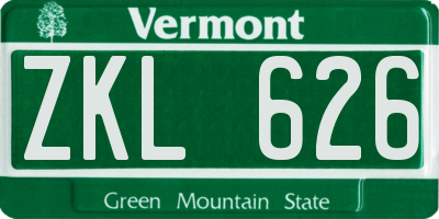 VT license plate ZKL626