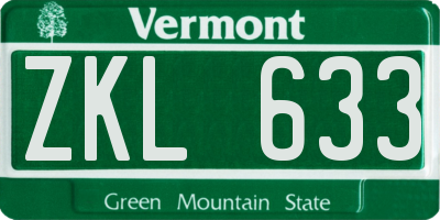 VT license plate ZKL633