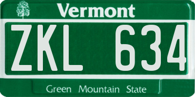 VT license plate ZKL634