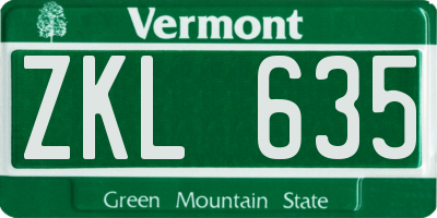 VT license plate ZKL635