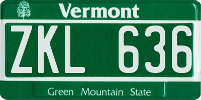 VT license plate ZKL636