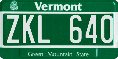 VT license plate ZKL640