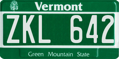 VT license plate ZKL642