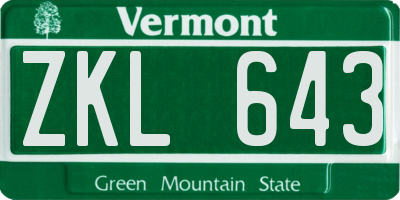VT license plate ZKL643