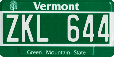VT license plate ZKL644