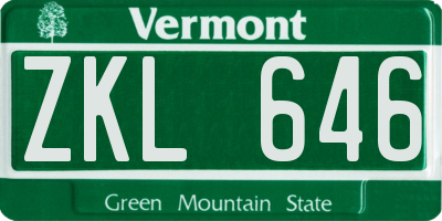 VT license plate ZKL646