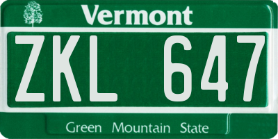 VT license plate ZKL647