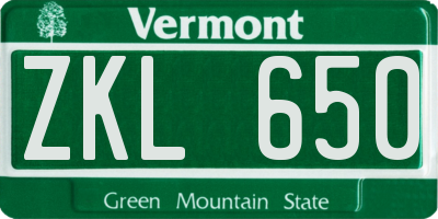 VT license plate ZKL650