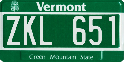 VT license plate ZKL651
